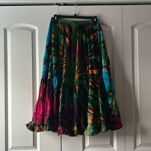 Muzer Ruffled Tier Tie Dyed Maxi Skirt Size Small